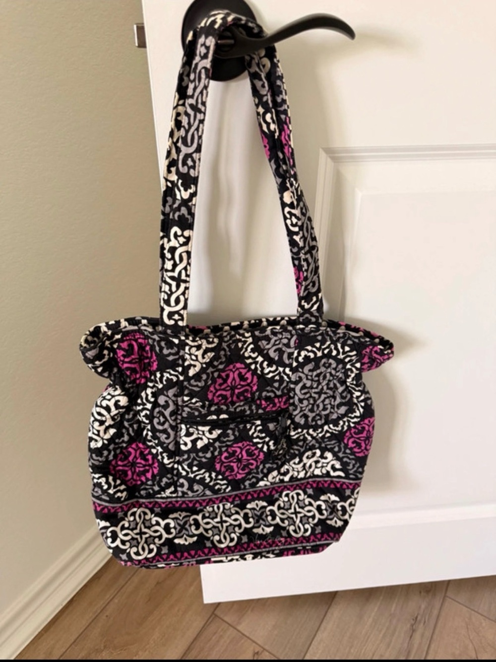 Vera Bradley Black White & Purple Quilted Tote